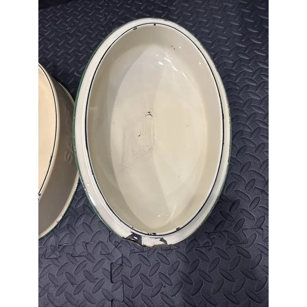 VINTAGE SAVORY ENAMEL ROASTING PAN BIG 16 X 10.5”